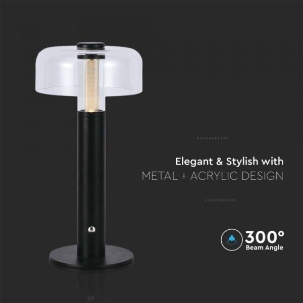 Lampă de birou LED reglabilă, reîncărcabilă, 1W, 5V, 3000K, 1800 mAh, neagră