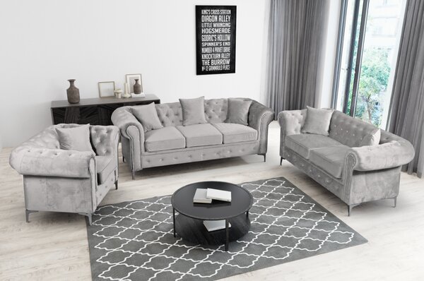 KONDELA Fotoliu de lux, stofă gri deschis Velvet, ROMANO