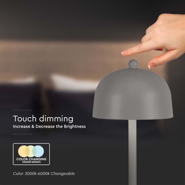 Lampă LED de birou reglabilă, reîncărcabilă, 1W, 5V, 3000-6000K, 1800 mAh, gri