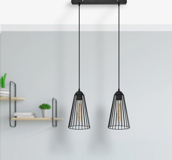 Lustră pe cablu TORRI 2xE27/15W/230V negru