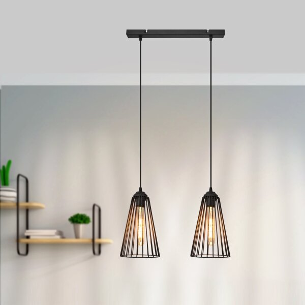 Lustră pe cablu TORRI 2xE27/15W/230V negru