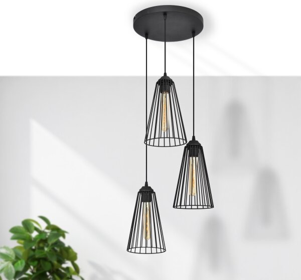 Lustră pe cablu TORRI 3xE27/15W/230V negru