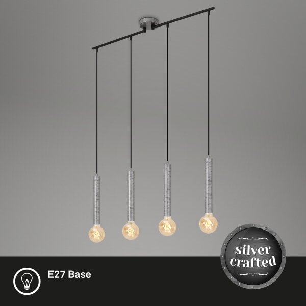Lustră pe cablu LONGA 4xE27/60W/230V argintiu Briloner