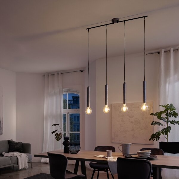 Lustră pe cablu LONGA 4xE27/60W/230V argintiu Briloner
