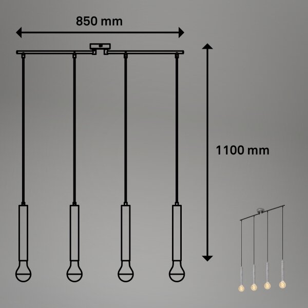 Lustră pe cablu LONGA 4xE27/60W/230V argintiu Briloner