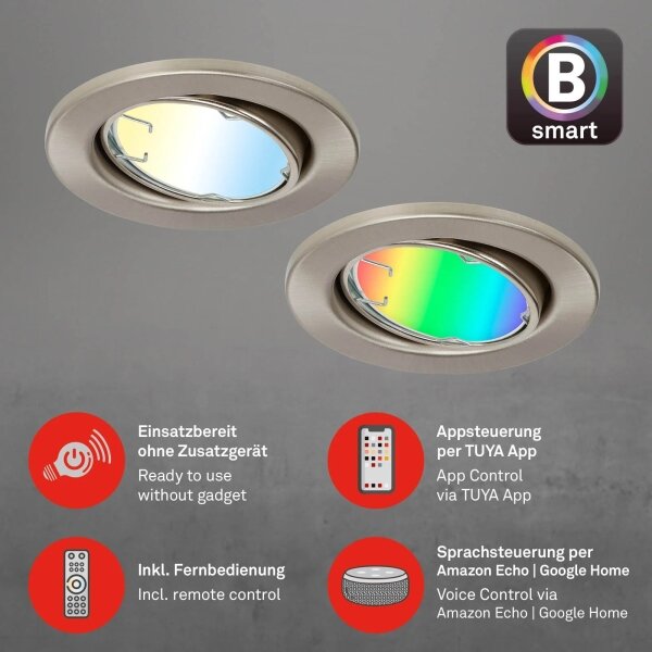 SET 3x corp de iluminat LED RGBW dimabil pentru baie GU10/4,9W/230V Tuya Brilo + telecomandă