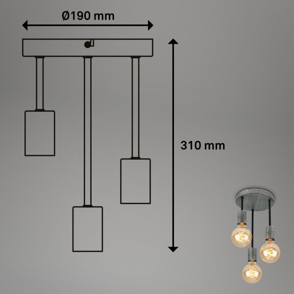 Lustră pe cablu HENGA 3xE27/60W/230V Briloner