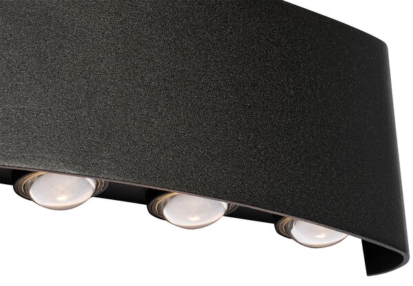 Aplică de perete exterioară neagră cu LED integrat 10 lumini IP54 - Silly