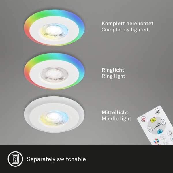 SET 3x corp de iluminat LED RGBW dimabil pentru baie LED/5W/230V IP44 Briloner + telecomandă