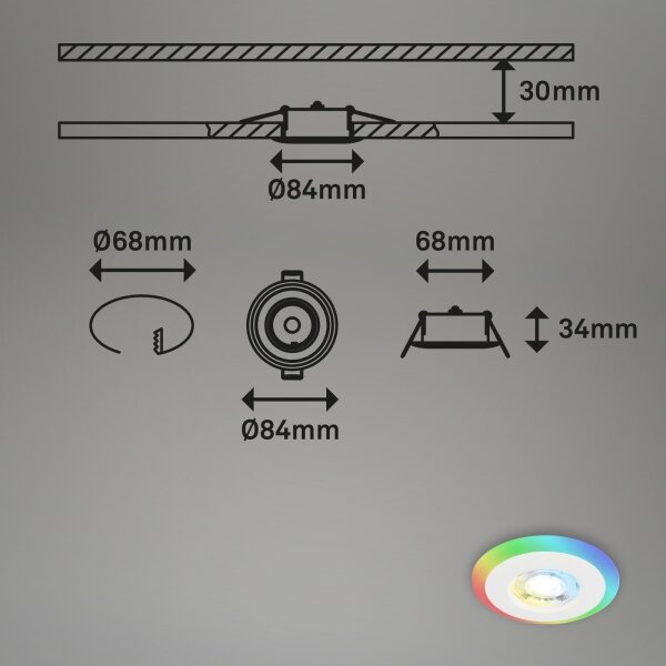SET 3x corp de iluminat LED RGBW dimabil pentru baie LED/5W/230V IP44 Briloner + telecomandă