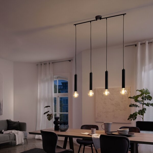Lustră pe cablu LONGA 4xE27/60W/230V negru Briloner