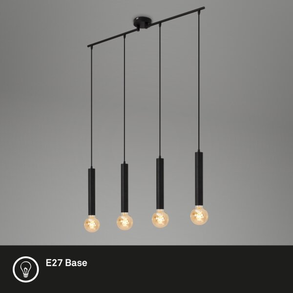 Lustră pe cablu LONGA 4xE27/60W/230V negru Briloner