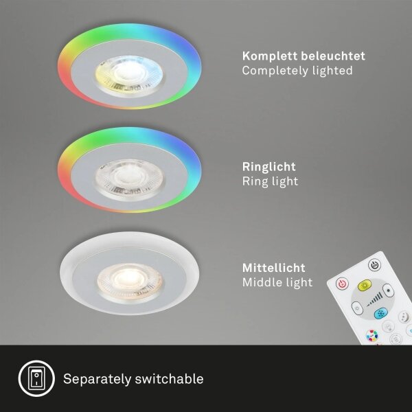 SET 3x corp de iluminat LED RGBW dimabil pentru baie LED/5W/230V IP44 Briloner + telecomandă