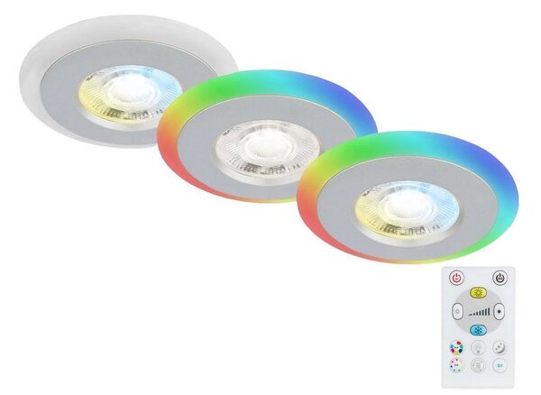 SET 3x corp de iluminat LED RGBW dimabil pentru baie LED/5W/230V IP44 Briloner + telecomandă
