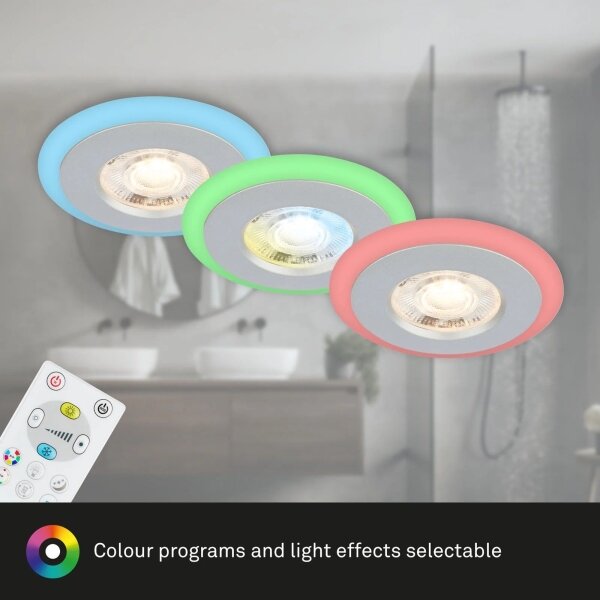 SET 3x corp de iluminat LED RGBW dimabil pentru baie LED/5W/230V IP44 Briloner + telecomandă