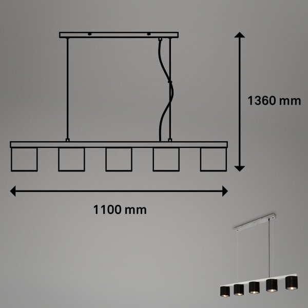 Lustră pe cablu LURI 5xE14/25W/230V Briloner