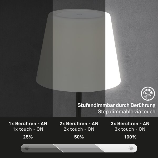 Lampă LED reîncărcabilă dimabilă de exterior Brilo LED/3W/5V IP44 2000 mAh
