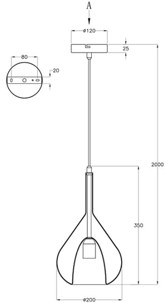Lustră pe cablu LILA 1xE27/40W/230V auriu Fabas Luce 3481-40-125