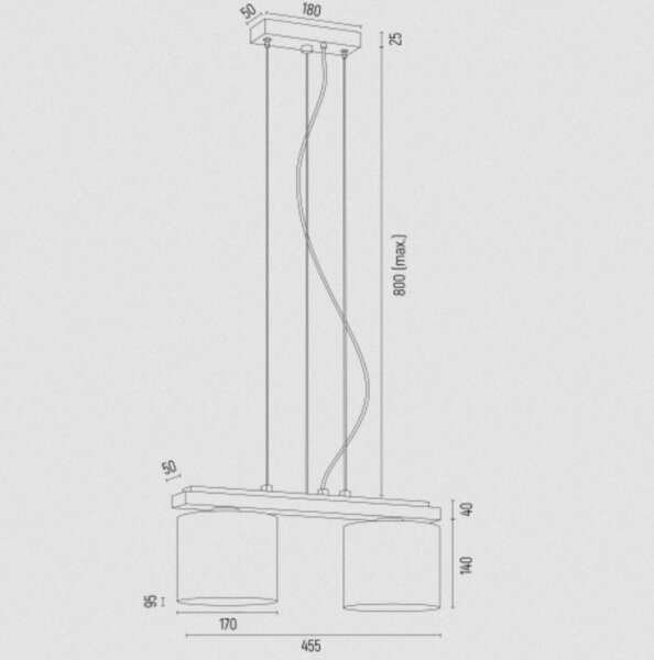 Lustră pe cablu CANOA 2xE27/15W/230V Argon 7164
