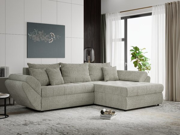 Colțar extensibil dumonde cu ladă de depozitare Loana Cremona Bej II 270x185 cm