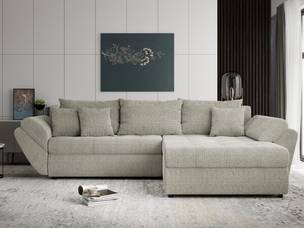 Colțar extensibil dumonde cu ladă de depozitare Loana Cremona Bej II 270x185 cm