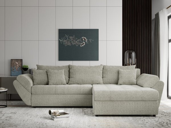 Colțar extensibil dumonde cu ladă de depozitare Loana Cremona Bej II 270x185 cm