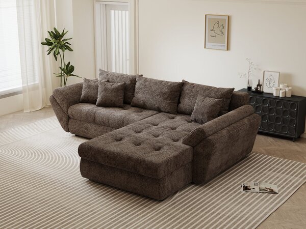 Colțar extensibil dumonde cu ladă de depozitare Loana Cremona Maro-bej II 270x185 cm