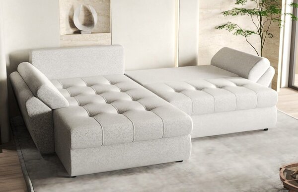 Colțar extensibil dumonde cu ladă de depozitare Loana Cremona Bej II 270x185 cm