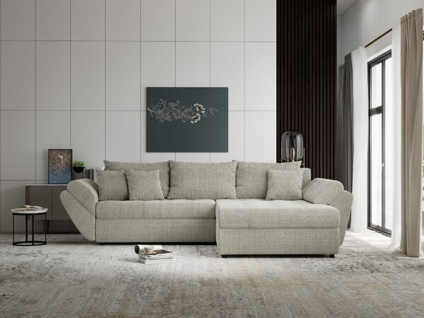 Colțar extensibil dumonde cu ladă de depozitare Loana Cremona Bej II 270x185 cm