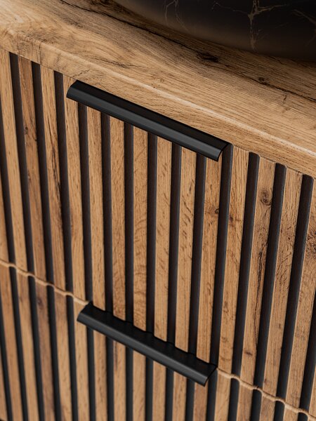 Comad Xilo dulap 60x46x57 cm sub chiuveta pe perete negru-stejar XILO BLACK WOTAN 82-60-D-2S