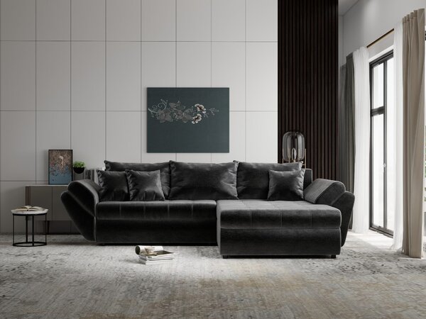 Colțar extensibil dumonde cu ladă de depozitare Loana Monolith Gri antracit II 270x185 cm
