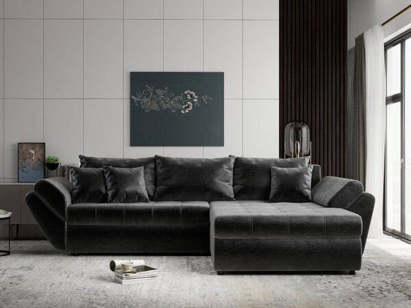 Colțar extensibil dumonde cu ladă de depozitare Loana Monolith Gri antracit II 270x185 cm