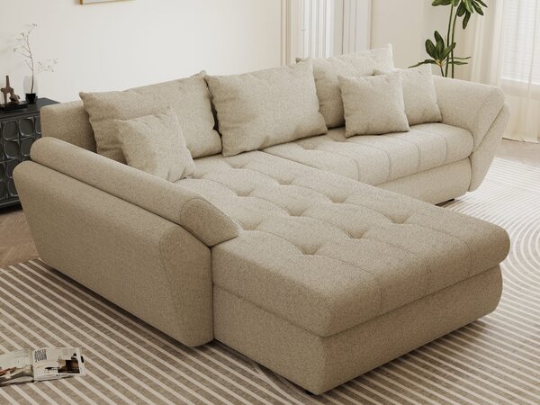Colțar extensibil dumonde cu ladă de depozitare Loana Monte Bej 270x185 cm