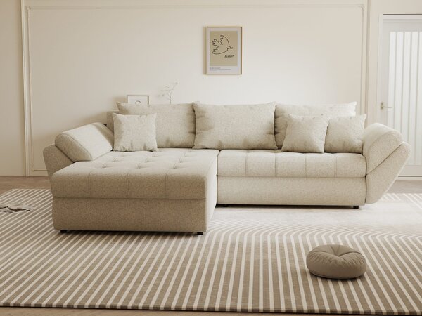 Colțar extensibil dumonde cu ladă de depozitare Loana Monte Bej 270x185 cm