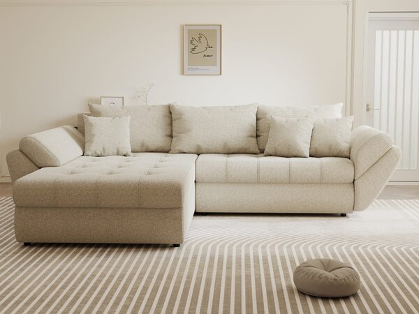 Colțar extensibil dumonde cu ladă de depozitare Loana Monte Bej 270x185 cm