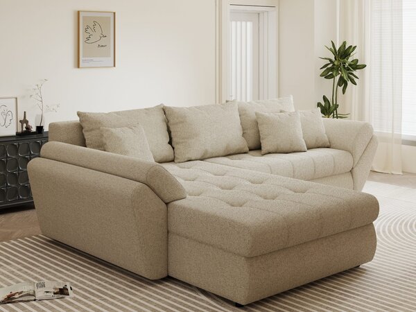Colțar extensibil dumonde cu ladă de depozitare Loana Monte Bej 270x185 cm