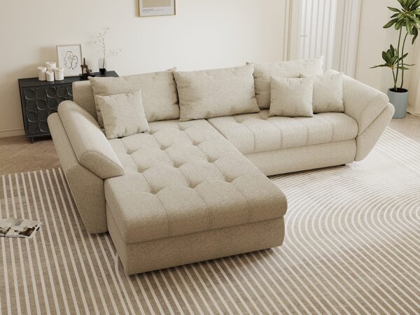 Colțar extensibil dumonde cu ladă de depozitare Loana Monte Bej 270x185 cm