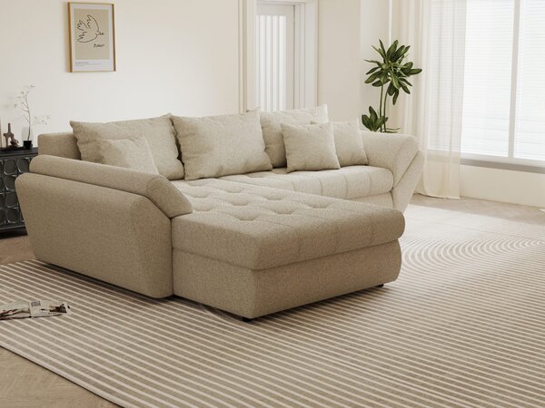 Colțar extensibil dumonde cu ladă de depozitare Loana Monte Bej 270x185 cm