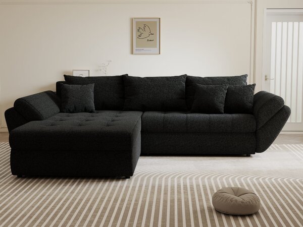 Colțar extensibil dumonde cu ladă de depozitare Loana Monte Negru 270x185 cm