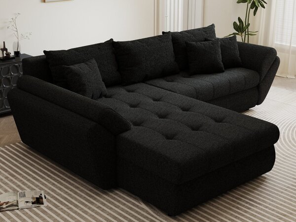 Colțar extensibil dumonde cu ladă de depozitare Loana Monte Negru 270x185 cm