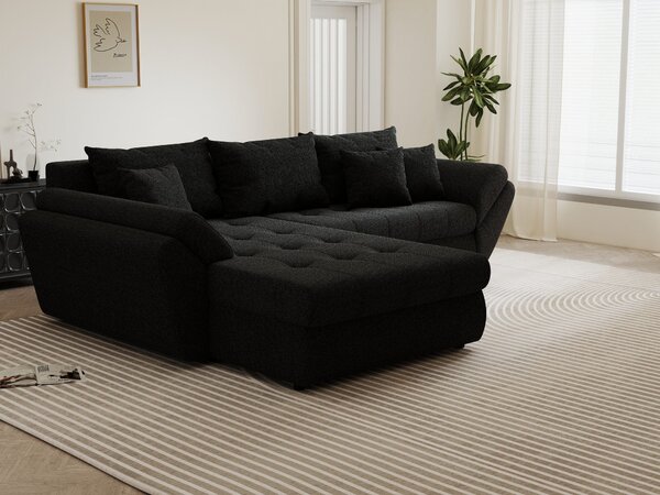 Colțar extensibil dumonde cu ladă de depozitare Loana Monte Negru 270x185 cm