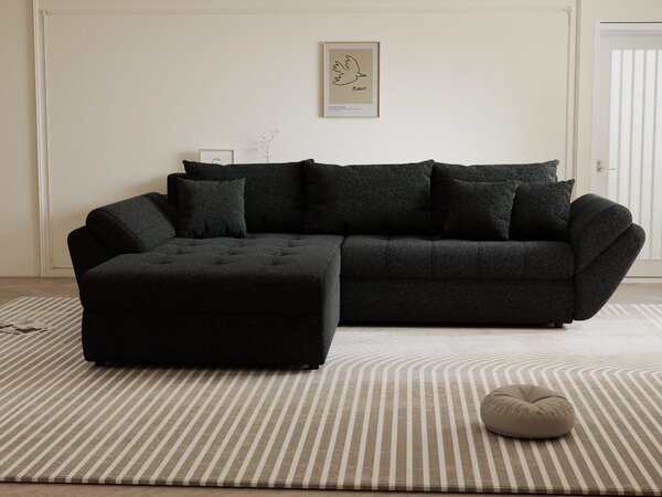 Colțar extensibil dumonde cu ladă de depozitare Loana Monte Negru 270x185 cm