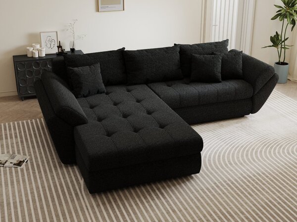 Colțar extensibil dumonde cu ladă de depozitare Loana Monte Negru 270x185 cm