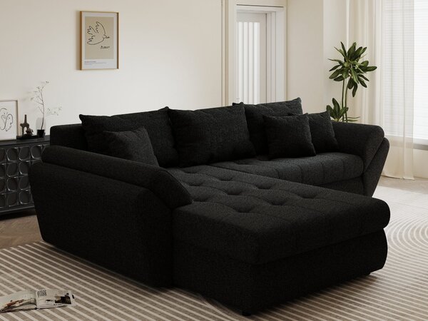Colțar extensibil dumonde cu ladă de depozitare Loana Monte Negru 270x185 cm