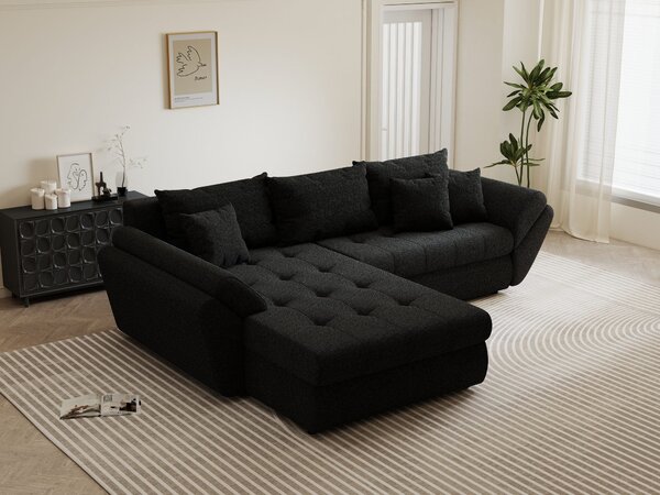 Colțar extensibil dumonde cu ladă de depozitare Loana Monte Negru 270x185 cm