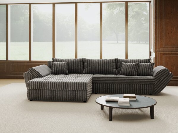 Colțar extensibil dumonde cu ladă de depozitare Loana Tilia Gri 270x185 cm