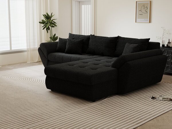 Colțar extensibil dumonde cu ladă de depozitare Loana Monte Negru II 270x185 cm
