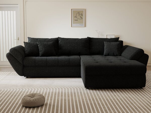 Colțar extensibil dumonde cu ladă de depozitare Loana Monte Negru II 270x185 cm