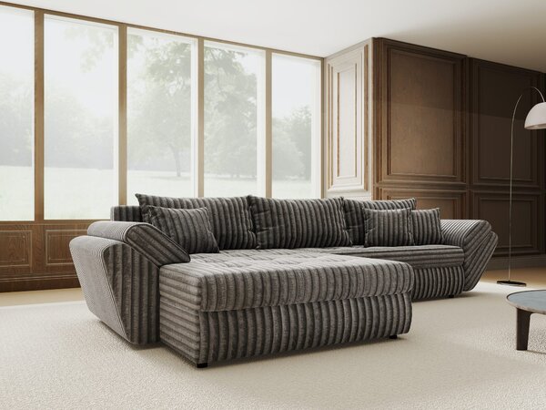 Colțar extensibil dumonde cu ladă de depozitare Loana Tilia Gri 270x185 cm