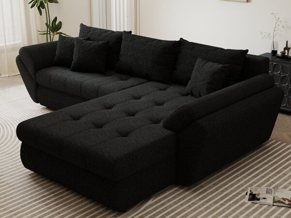 Colțar extensibil dumonde cu ladă de depozitare Loana Monte Negru II 270x185 cm